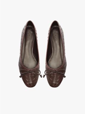 Schutz Arissa Woven Leather Ballet Flats Chocolate Brown Size 7